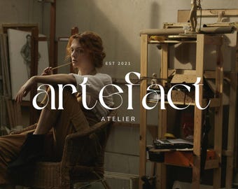 Design elegante del logo Serif: modello Canva modificabile (download digitale fai da te)