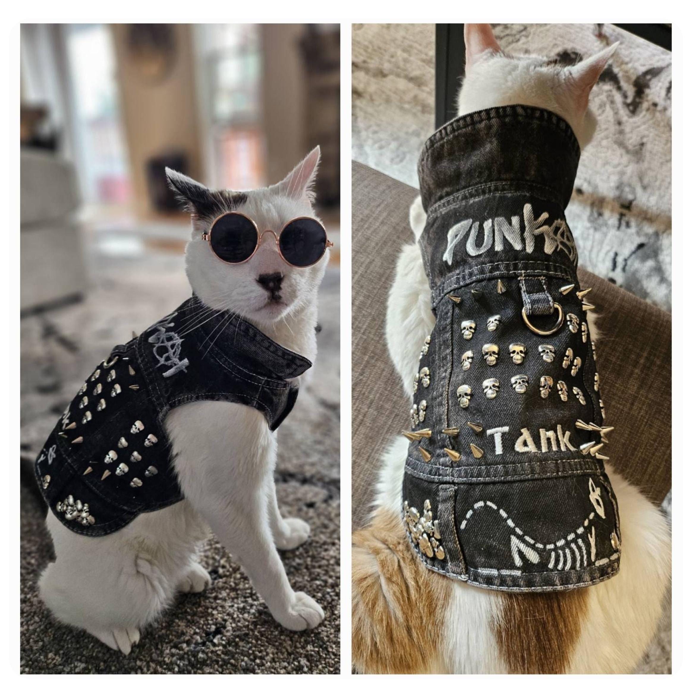 ジャケット・アウター argue MY CUSTOM MODS COAT(VEST SET) Punk Rock Cut-off Battle Vest, Vintage Black Leather Jacket