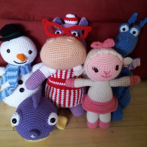 Lot de 5 motifs Doc McStuffins avec Chilly, Hallie, Lambie, Squeakers et Stuffy (PAS les jouets finis)