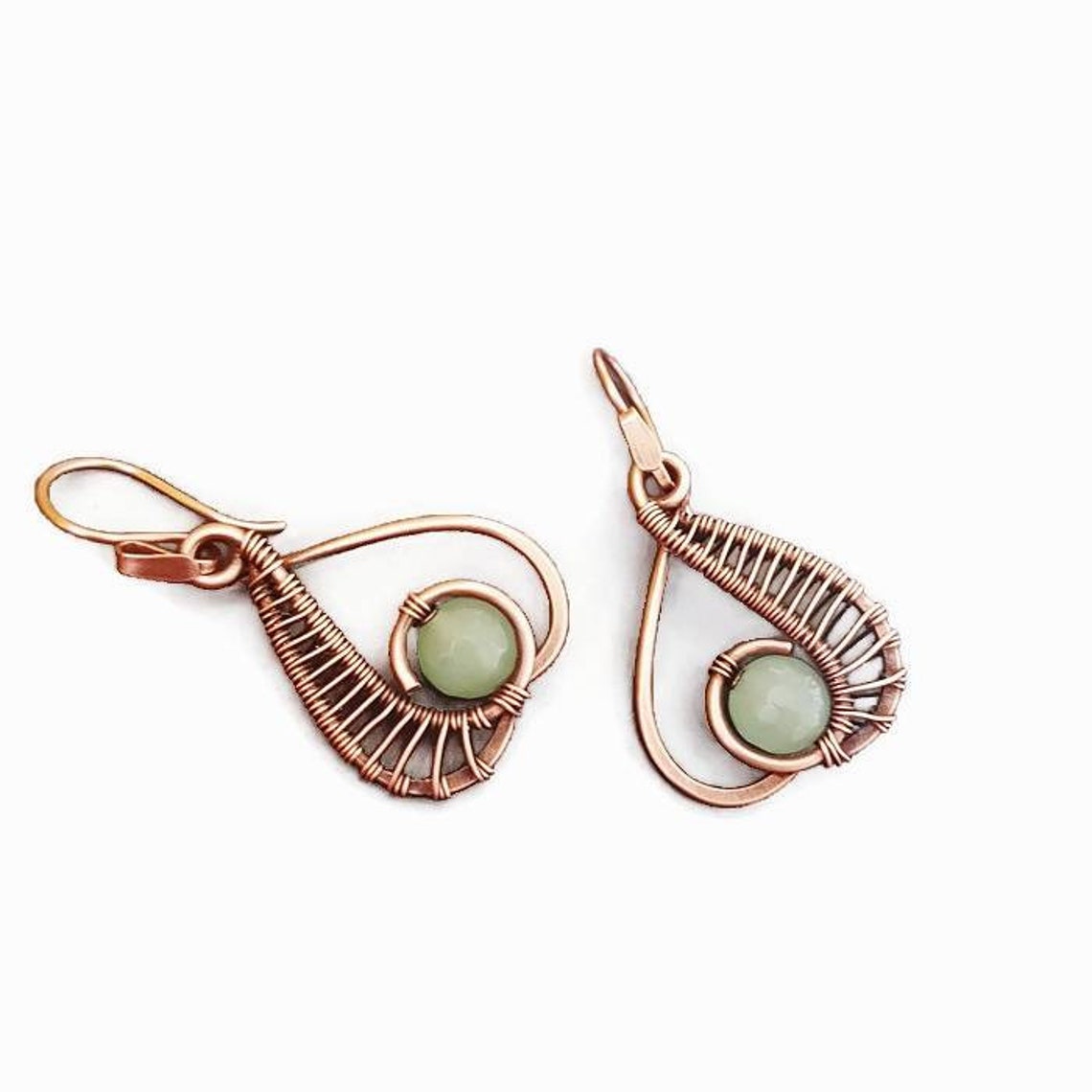 Wire Wrap Aventurine Earrings Copper Wire Earrings Handmade Etsy Canada