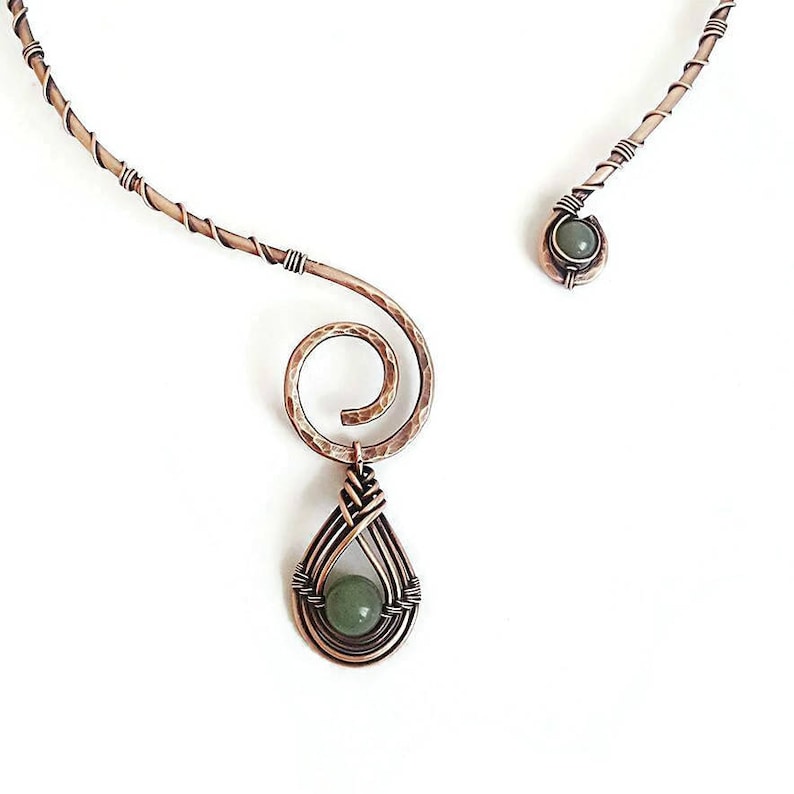 Copper Wire Choker Necklace Aventurine Torc Necklace Wire Etsy Canada