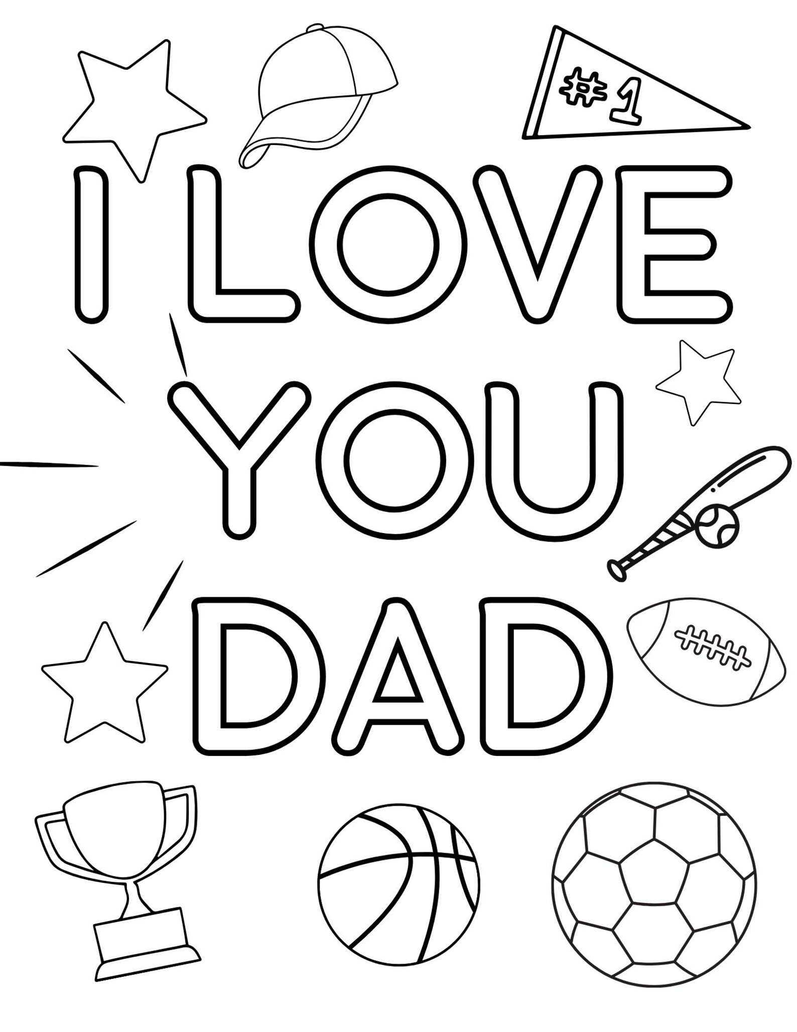Father's Day Coloring Page Printable | I Love You Dad | Instant ...