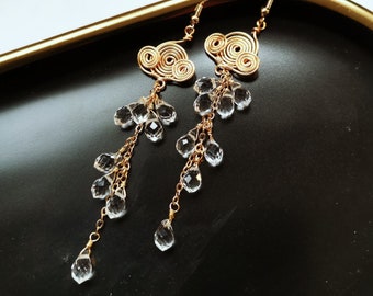 Swarovski Crystal Rain Cloud Earrings: 14k Gold Filled Dangle Jewelry