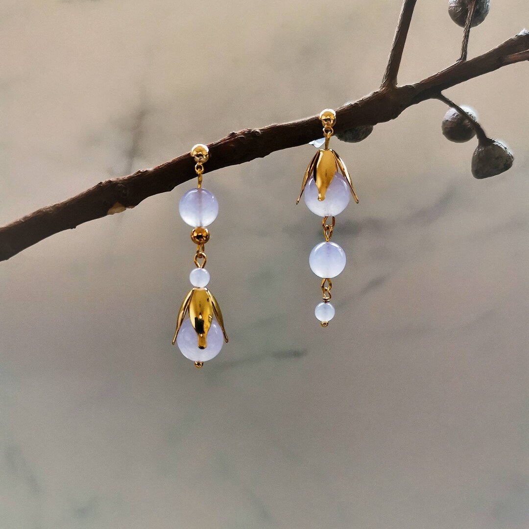 Purple and Amber Agate Gemstone Earrings main image 0