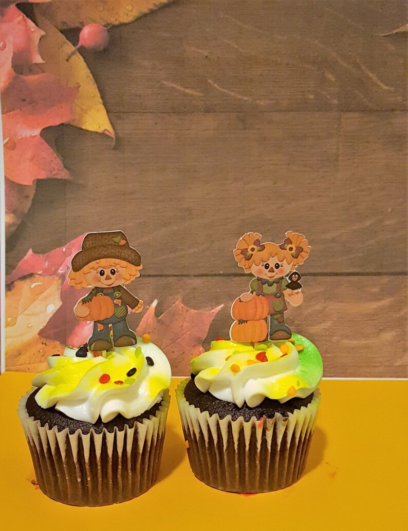 12 Scarecrow Raggedy Ann And Andy Inspiried Cupcake Toppers Etsy