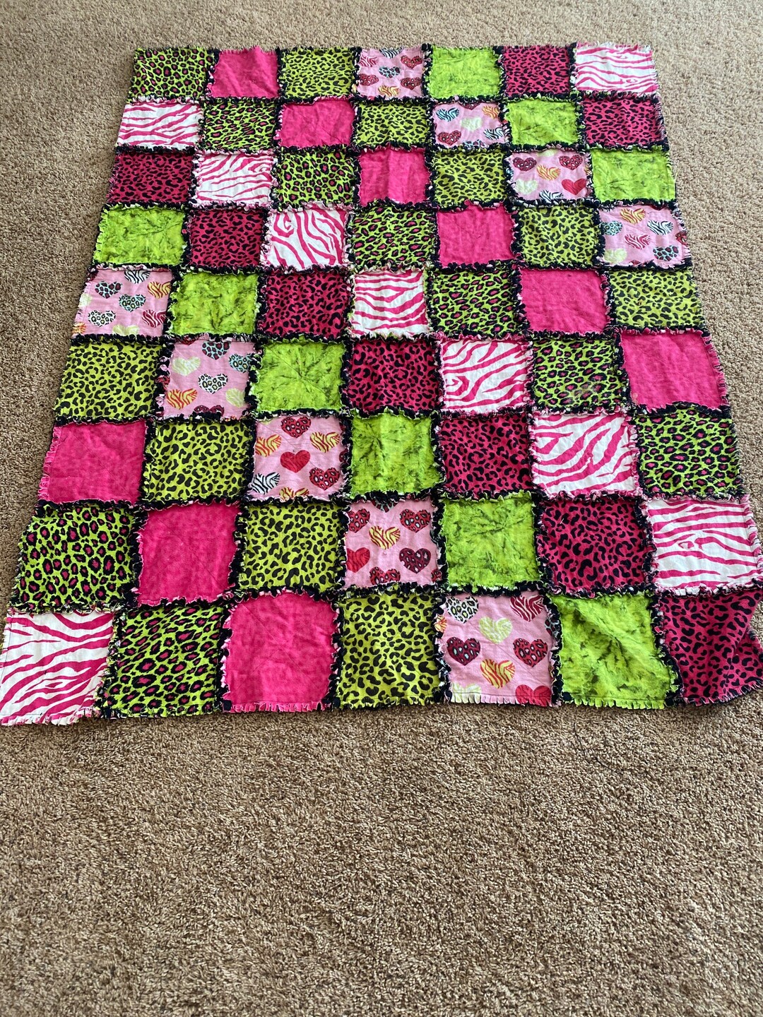 Wild, Animal Print, Large Rag Quilt Handmade - Etsy