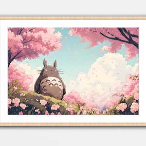 Lofi Pink Chibi Kawaii UwU Cute Anime Studio Print Wall Art Home Decor Poster Geek Nerd Gaming Gamer Gift Computer Room Manga Cartoon Floral