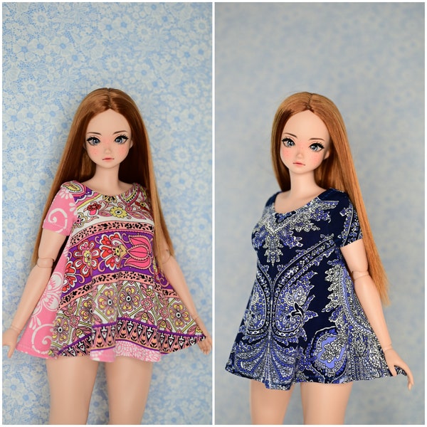 Smart Doll Pear Body BJD Puppenkleidung Print Stricken Mini Kleid Bluse Tunika Top 23.5 "Trendy Anime Ballgelenk Luminaria Designs