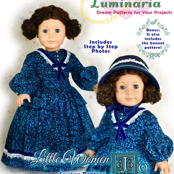 18 Inch Doll Clothes Dress PDF Sewing Pattern Fits 18" Dolls Such as American Girl Civil War Little Women Dress by Luminaria Designs