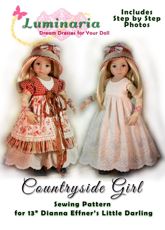 Little Darling Doll Clothes Pattern For 13" Dianna Effner My Meadow Avery Iplehouse KID Paola Reina Dress Instant Download by Luminaria