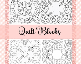 Antique Hand Embroidery Patterns - PDF Set of 50 Quilt Blocks - Printable Stick and Stitch
