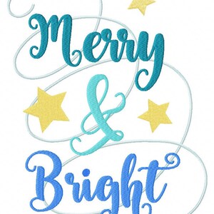 Merry Christmas Holidays Embroidery Design File Machine Embroidery Pattern Merry and Bright Digital Download dst pes jef & More