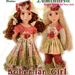 PDF Puppen Kleid Kleidung Schnittmuster passend für 16&quot; A Girl for All Time AGAT 16&quot; Slim Dolls Boho Girl von Luminaria Designs