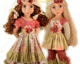 PDF Doll Dress Clothes Dress Pattern Fits 16" A Girl for All Time AGAT 16" Slim Dolls Bohemian Girl by Luminaria Designs