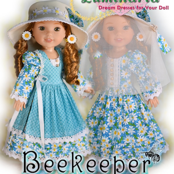 14 Inch Doll Clothes Pattern Beekeeper Fits American Girl Wellie Wishers Heart 4 Heart Dolls Glitter Girls Dress by Luminaria Designs