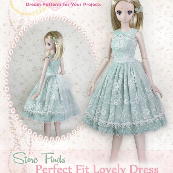 BJD Doll Clothes Pattern Fits 23.5" 1/3 SD Smart Doll Mirai Basic Lace Dress Clothing Gown Trendy Modern Ball Jointed by Luminaria Designs