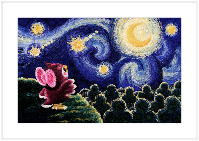 Celeste's Starry Night Art Print Animal Crossing Wall Home Etsy