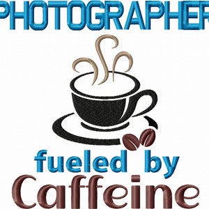 Photographe tasse à café masque T-shirt motif de broderie fichier motif de broderie Machine téléchargement numérique dst pes jef et plus