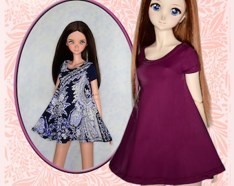 Smarta dockkläder PDF BJD-mönster 23,5" 1/3 SD Kaye Wiggs Volks Dollfie drömklänning Trendig Anime Kulledad Luminaria