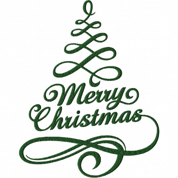 Merry Christmas Machine Embroidery File Holiday Machine Embroidery Christmas Tree Embroidery Design Line Art Christmas Embroidery Design