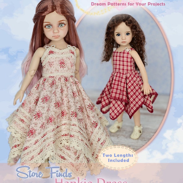 Little Darling Doll Clothes Dress PDF Pattern 13" Dianna Effner My Meadow Avery Iplehouse KID Paola Reina 1/6 BJD Luminaria Designs