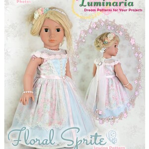 18-tums dockkläder Klänning PDF Symönster Sockerplommonfe Klänning Luminaria Designs