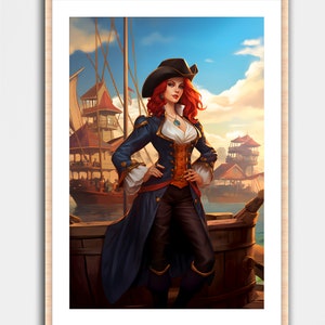 Miss Fortune Fan Art Print Wall Art Home Decor League of Legends Cartel Geek Nerd Gaming Gamer Regalo Concepto Arte Sala de Computadora Pirate Girl
