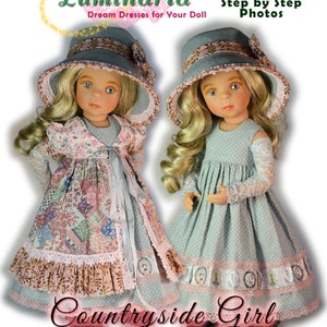 14 Inch Doll Clothes Pattern Fits Sylvia Natterer Petitcollin Minouche Gotz Dolls Dress Countryside Girl by Luminaria Designs