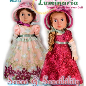 Patrón de ropa para muñecas (PDF) para muñecas WW de 14" (Sense & Sensibility Luminaria Ruby Red Fashion Friends Glitter Girls Hearts for Hearts)