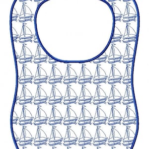 In de hoepel baby slabbetje boot borduurwerk ontwerpbestand patroon 3 maten bevat ook maat voor American Girl Bitty Baby ITH-babykamer