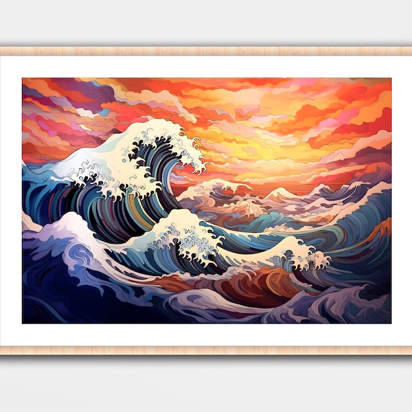 The Great Wave Off Kanagawa Inspired Art Print Wall Home Decor Poster Hokusai Mural Tapestry Cozy Modern Art Vintage Oil Painting Ocean