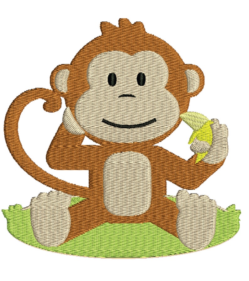 Monkey Machine Embroidery Design File Pattern .vip .vp3 .jan Etsy