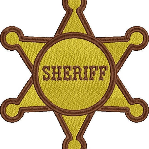 Sheriff Badge Embroidery Design File .vip .vp3 .hus .pes .pec .jef .sew .xxx .csd .dst .exp .emd .10o .pcs .pcm and More.3 Sizes