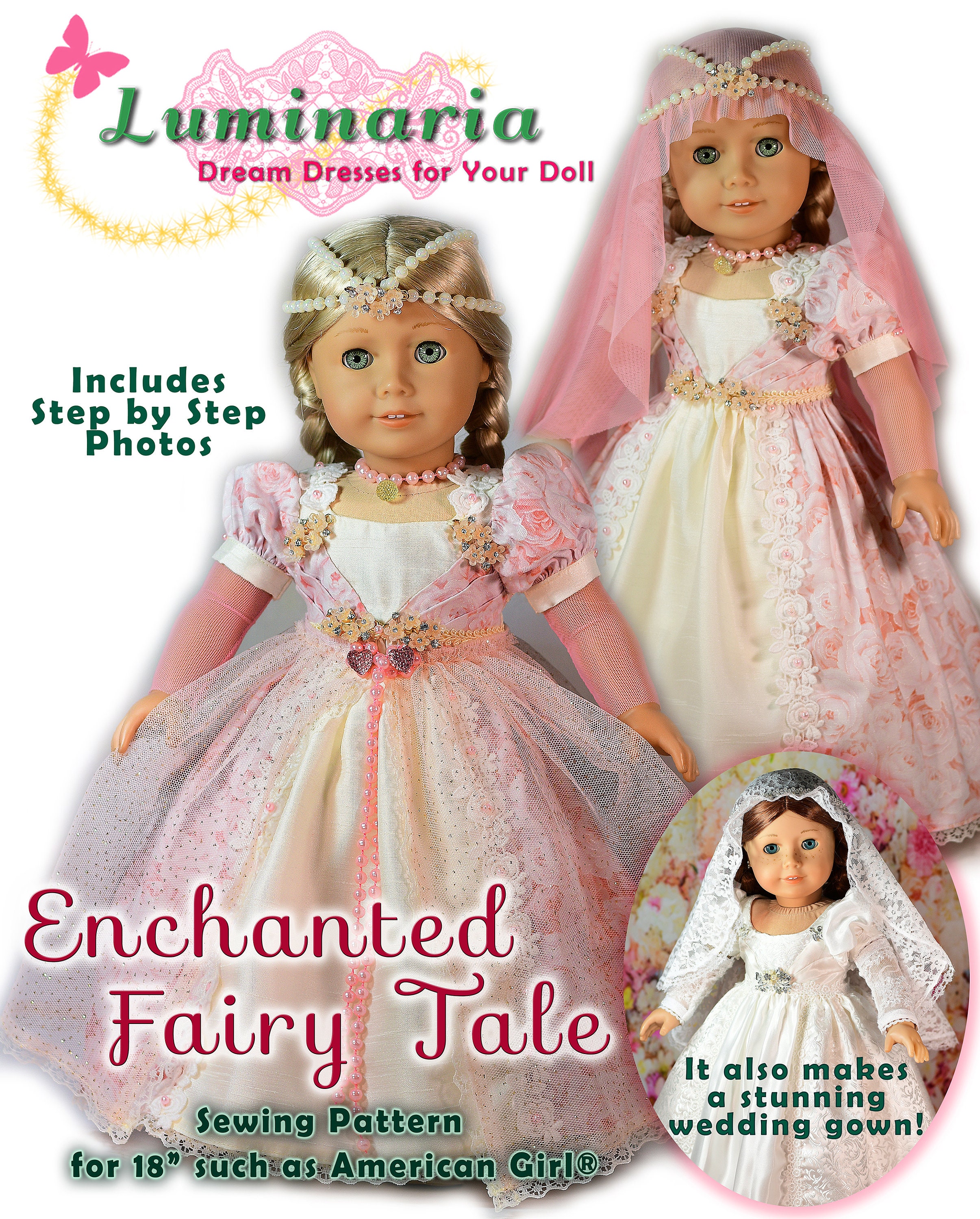 18 Inch Doll Clothes Pattern Fits 18 American Girl Wedding Dress Enchanted  Fairy Tale by Luminaria Designs 