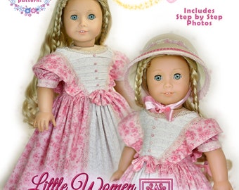 18 Inch Doll Clothes Dress PDF Sewing Pattern For 18" American Girl Dolls Civil War 1800 Victorian Little Women Dress by Luminaria Designs