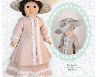 Molde de costura em PDF para vestido da Lady Grantham para bonecas de 18 polegadas (45 cm) - AG Luminaria Designs