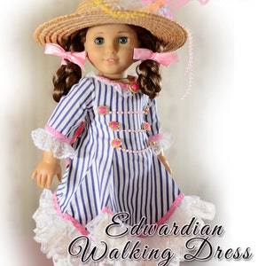18 Inch Doll Clothes Pattern Fits 18&quot; American Girl Edwardian Victorian Walking Dress Outfit Clothes by Luminaria