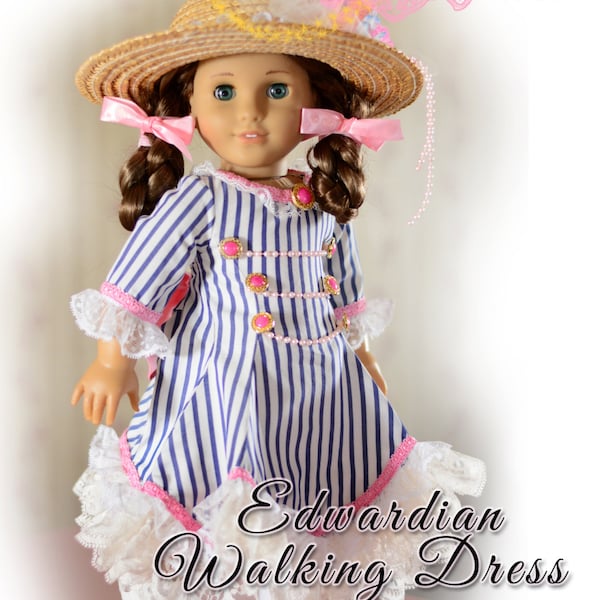 18 Inch Doll Clothes Pattern Fits 18" American Girl Edwardian Victorian Walking Dress Outfit Clothes by Luminaria