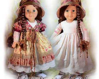 PDF Doll Clothes Dress Pattern Fits 18&quot; American Girl Tonner My Imagination Countryside Girl by Luminaria Designs Hat Pinafore Fall Autumn