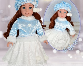 18 Inch Doll Clothes Dress PDF Sewing Pattern For 18" Dolls Such as American Girl Winter Christmas Gown Hat Sweater Outfit Luminaria Designs