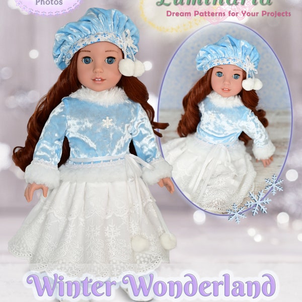 18 Inch Doll Clothes Dress PDF Sewing Pattern For 18" Dolls Such as American Girl Winter Christmas Gown Hat Sweater Outfit Luminaria Designs