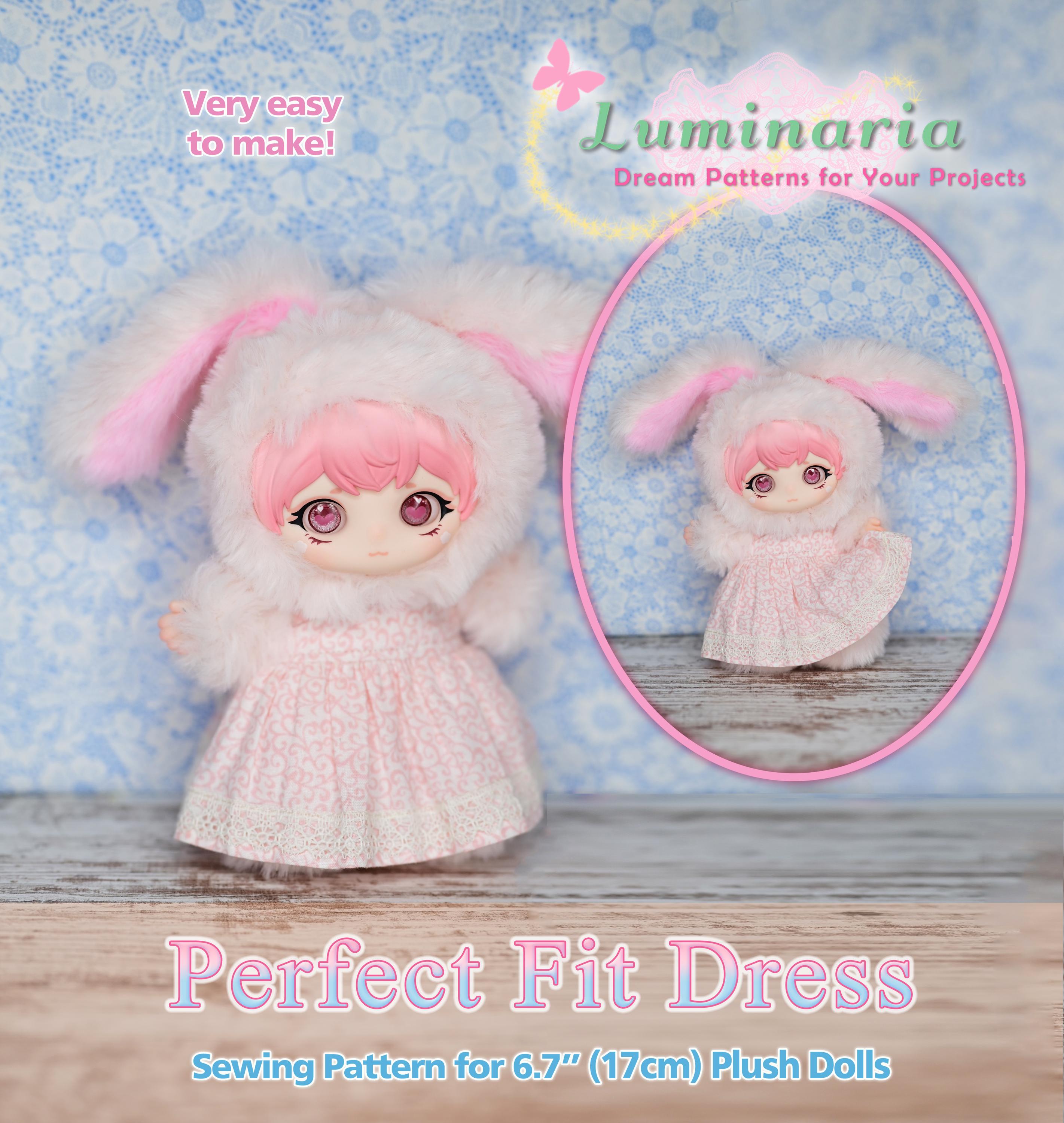 PDF Sewing Pattern Fits 6.7" Plush Doll Cute Bunny Monster Dress Gown ...