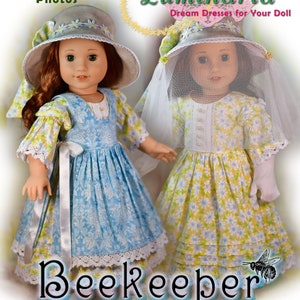 18 Inch Doll Clothes Dress Pattern Fits 18" Dolls Such as American Girl Victorian Edwardian Beekeeper Dress by Luminaria Designs