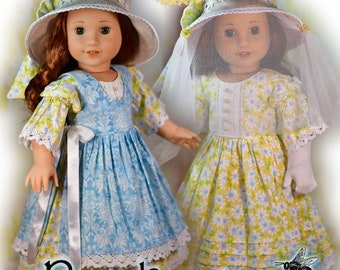 18 Inch Doll Clothes Dress Pattern Fits 18" Dolls Such as American Girl Victorian Edwardian Beekeeper Dress by Luminaria Designs