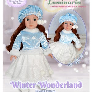 18 Inch Doll Clothes Dress PDF Sewing Pattern Winter Christmas Gown Hat Sweater Outfit Luminaria Designs
