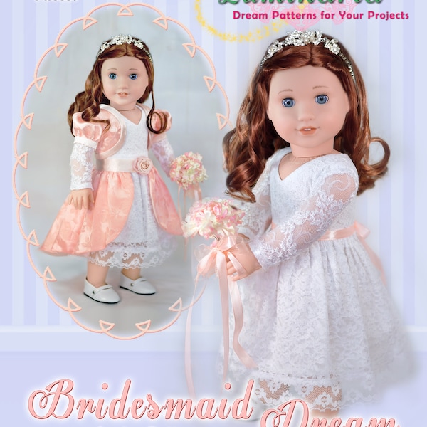 PDF Doll Clothes Dress Pattern Fits 18" Dolls Such as American Girl & Tonner My Imagination Bridesmaid Dream by Luminaria Designs