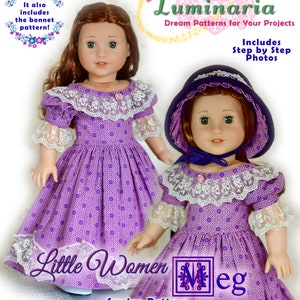 Pattern for 18 Inch Doll American Girl Clothes Dress PDF Civil War Little Women by Luminaria Designs