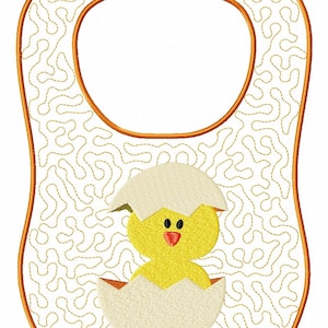 In the Hoop Baby Bib Duck Embroidery Design File Pattern 3 Sizes Also Includes Size for American Girl Bitty Baby ITH Baby Toddler