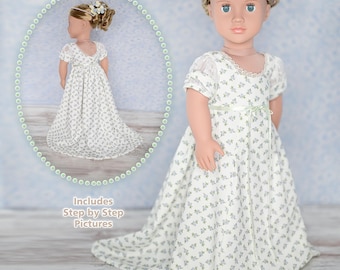 18 Inch Doll Clothes Pattern PDF Regency Dress Jane Austen Sewing Tutorial Luminaria Designs