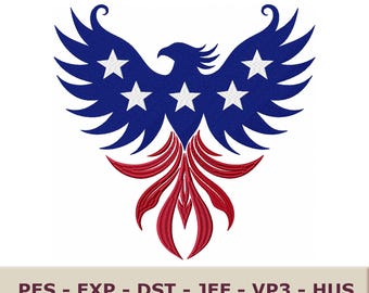 USA 250 Patriotic Eagle Machine Embroidery Design, 4th of July (dst, pes, jef & More)
